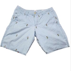 GAP Men's Hula Girl Raw Edge Light Blue Shorts Size 34 Aloha Hawaiian Vibe Luau